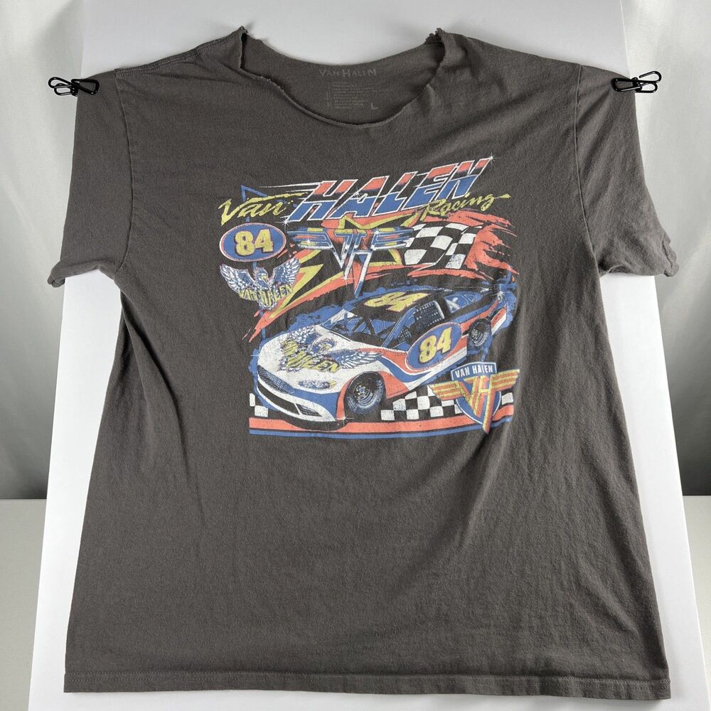 Van Halen Racing Brown Graphic T Shirt Mens Size L Brown Nascar Rock 80s